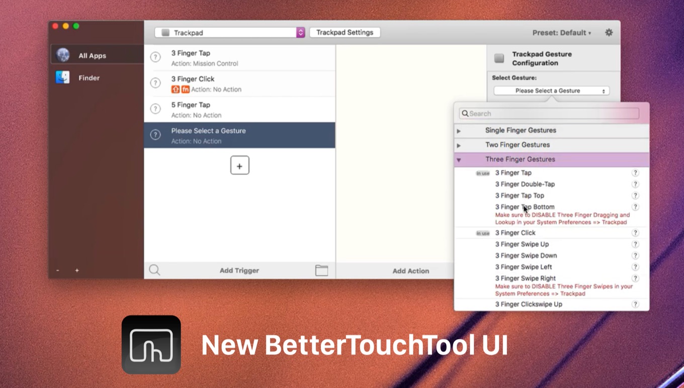 BetterTouchTool download the new version for apple