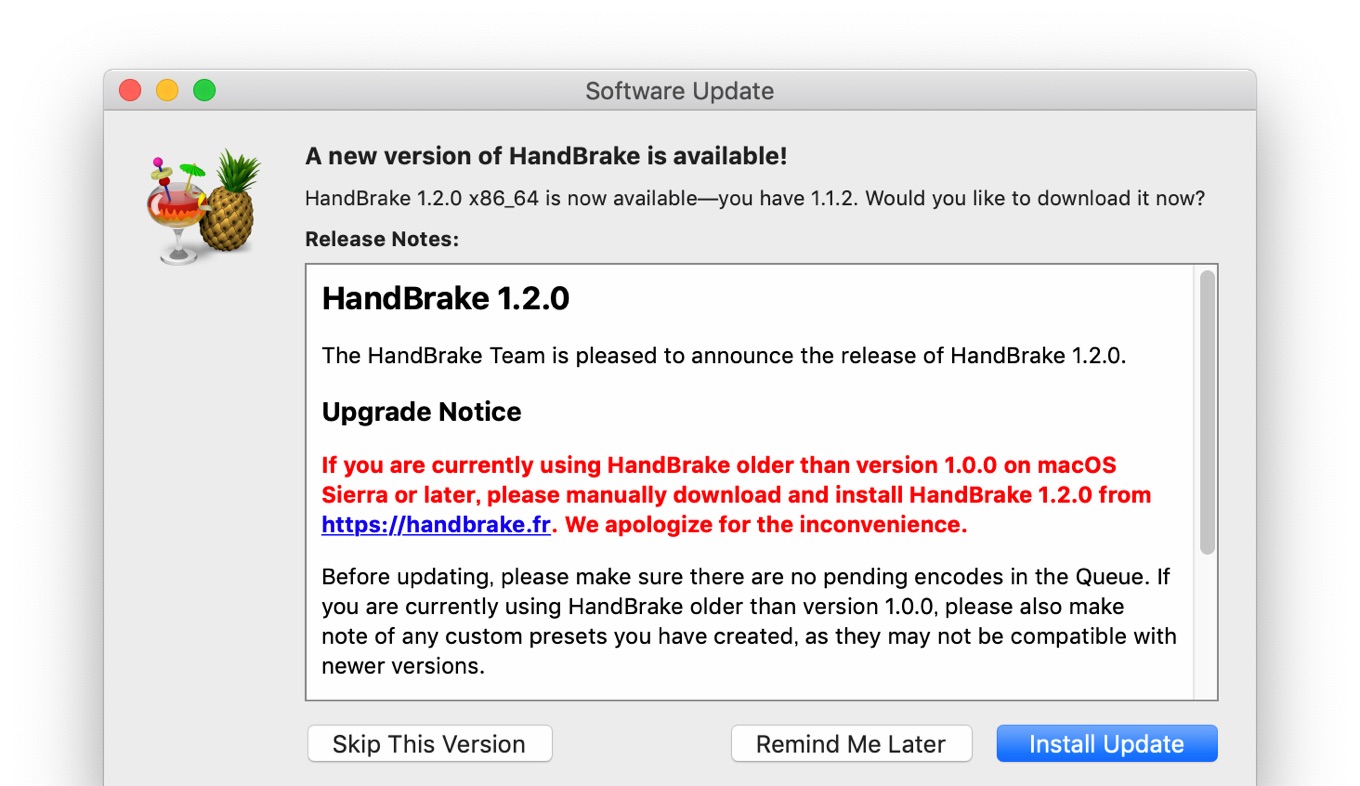 HandBrake v1.2アップデート