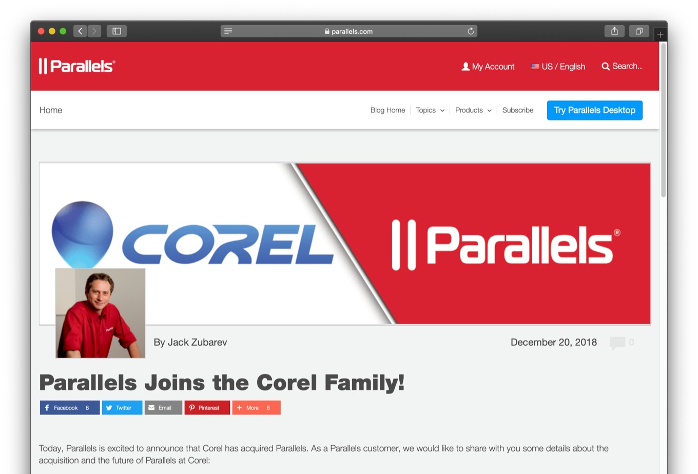 Parallels Joins the Corel Family!