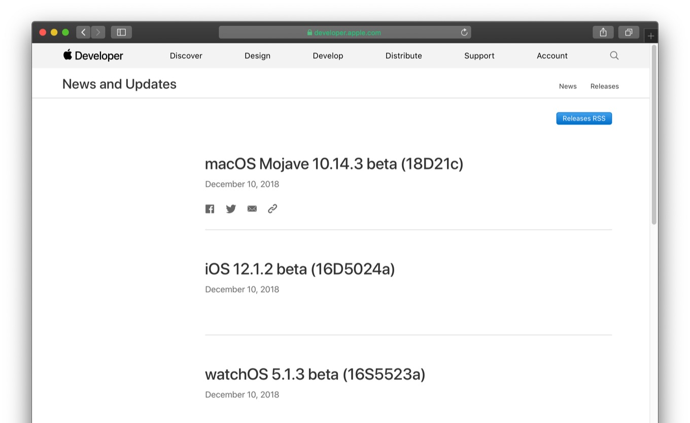 macOS Mojave 10.14.3 beta (18D21c) December 10, 2018