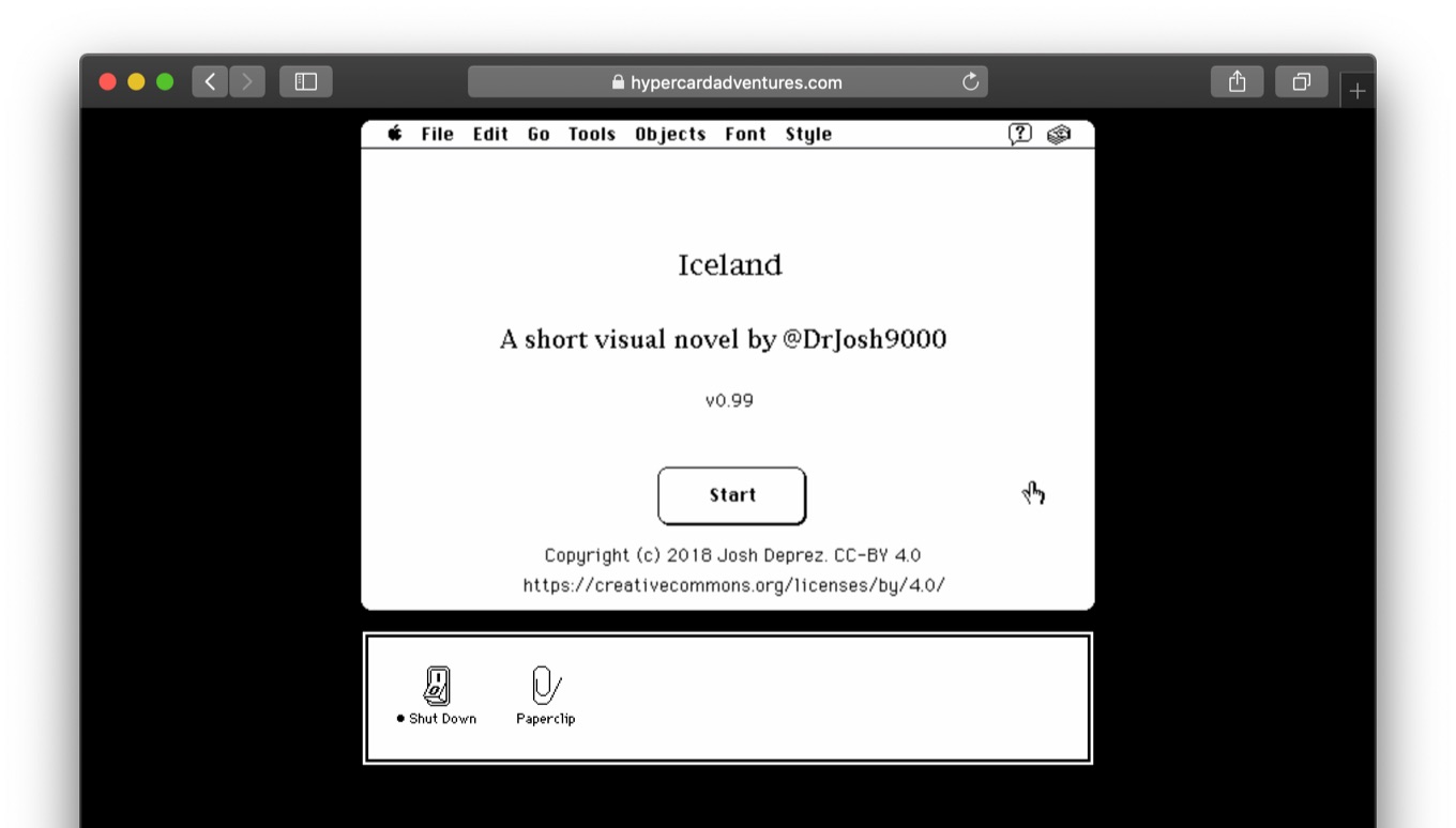 HyperCard Zineのために作成されたStacksなどを収めたブラウザベースの 