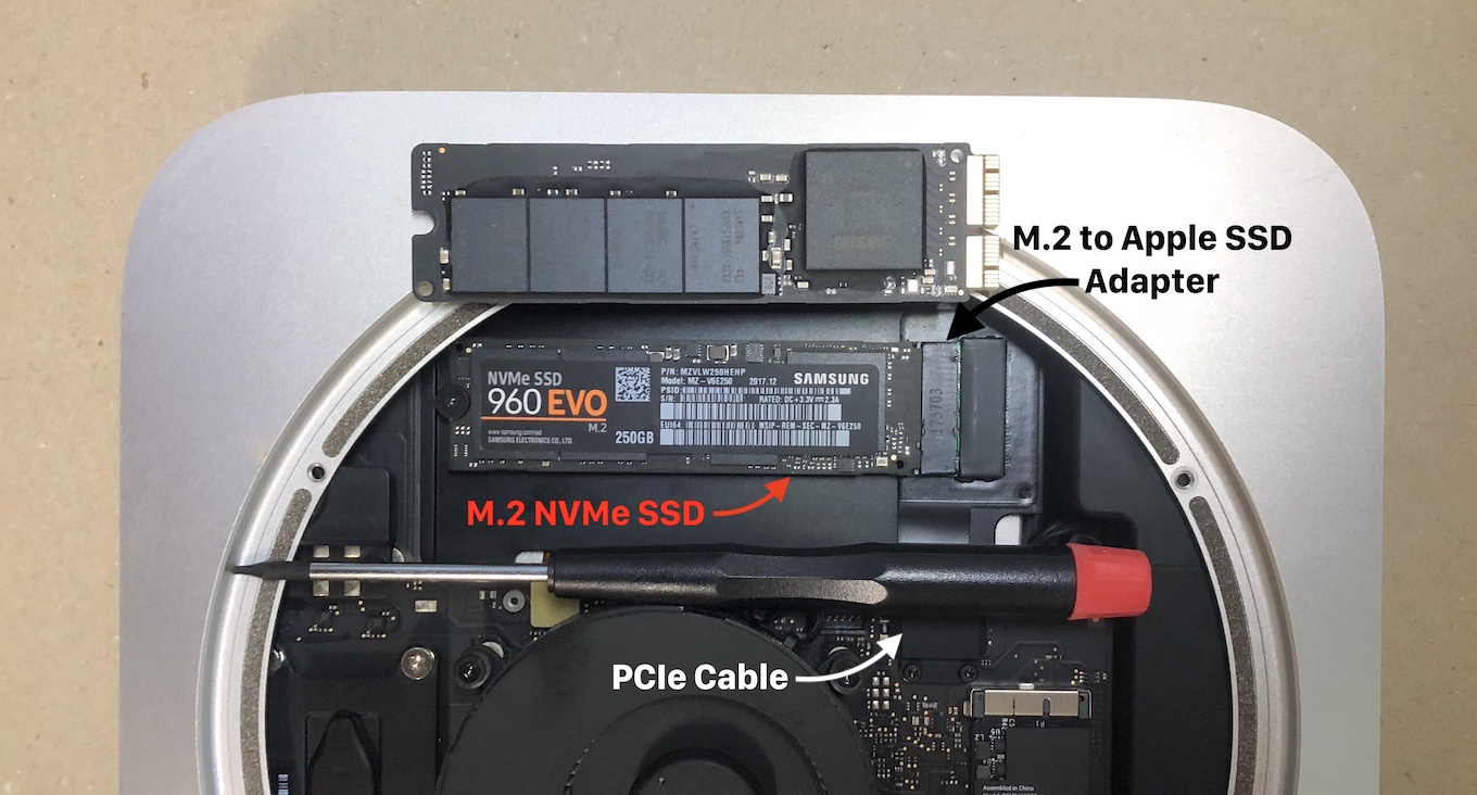 M.2 to Apple SSD変換アダプタなしでNVMe SSDをMac mini (Late 2014)に