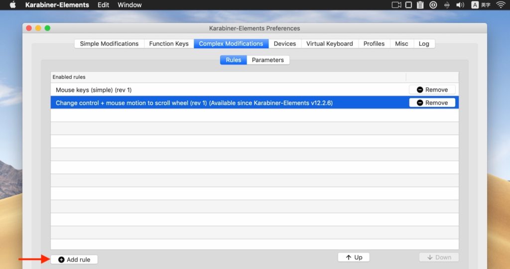 karabiner elements mouse scroll