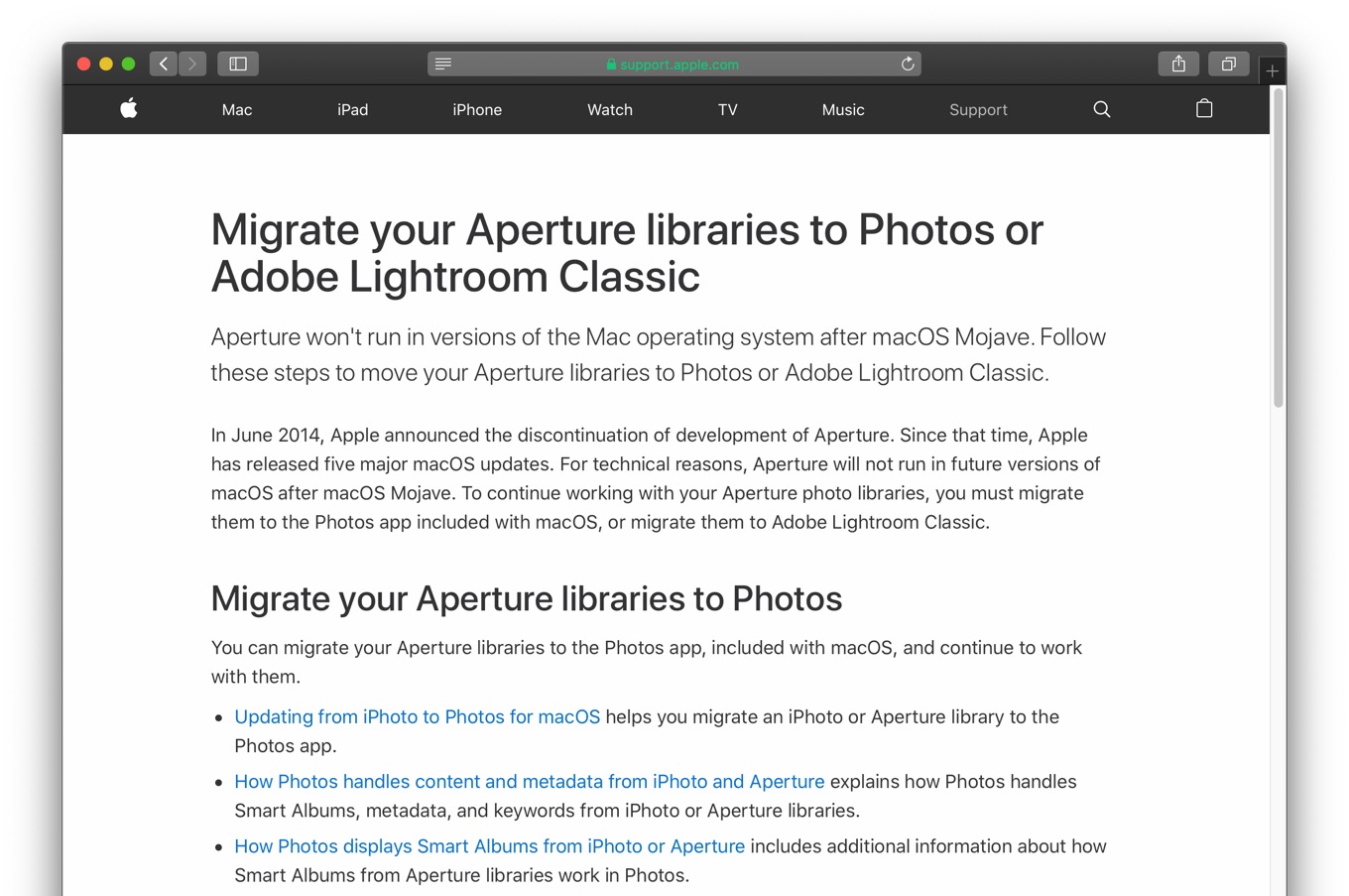 Migrate your Aperture libraries to Photos or Adobe Lightroom Classic