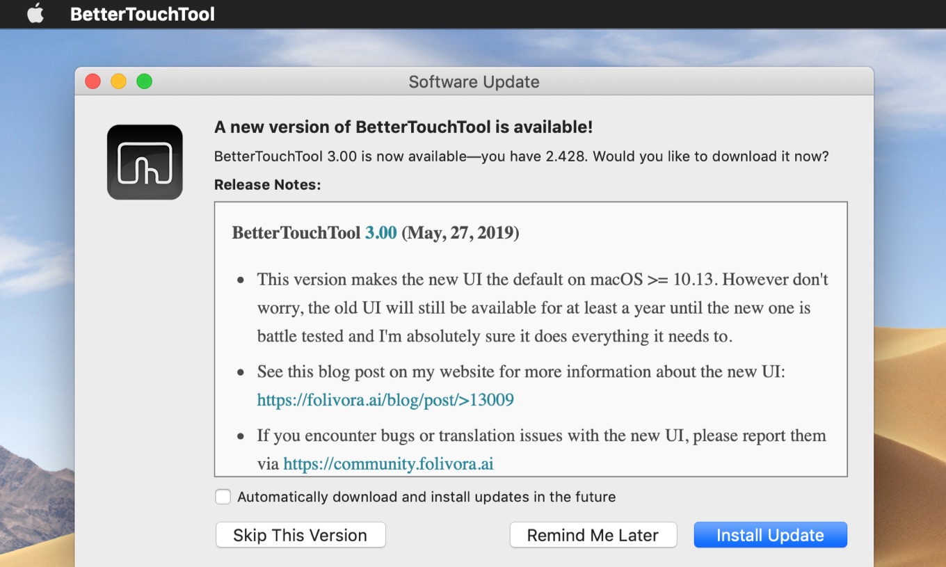 BetterTouchTool v3.0のリリースノート