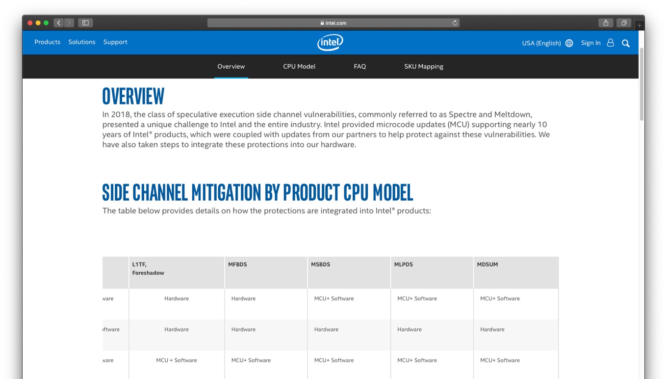 Side Channel Mitigation by Product CPU Model