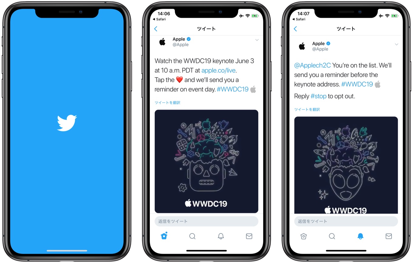 Apple RP WWDC 2019 Keynote on Twitter