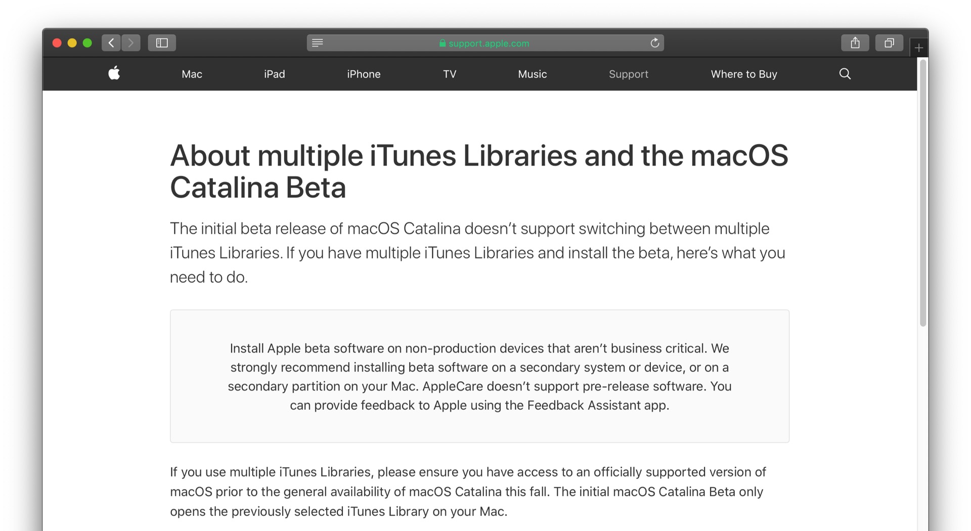 About multiple iTunes Libraries and the macOS Catalina Beta