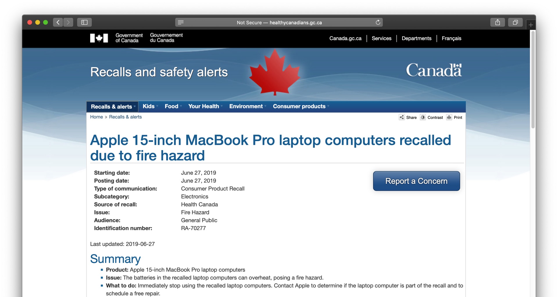 Apple 15-inch MacBook Pro laptop computers recalled due to fire hazard