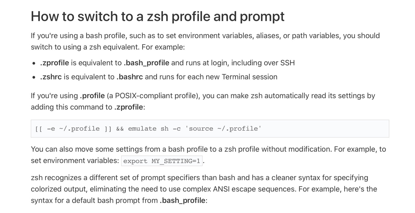 How to switch to a zsh profile and prompt