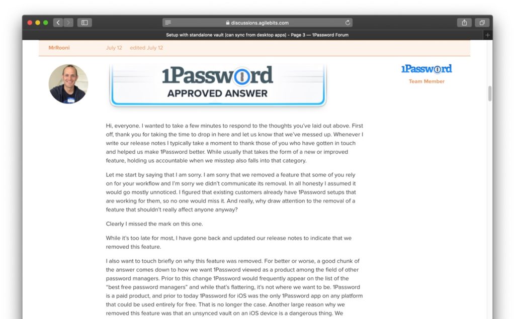 1password standalone license price