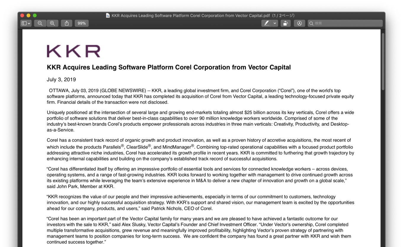 KKR Acquires Corel and Parallels
