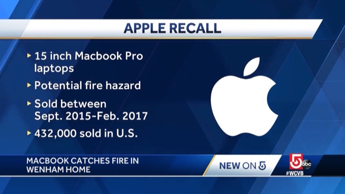 MacBook catches fire while charging in Mass.