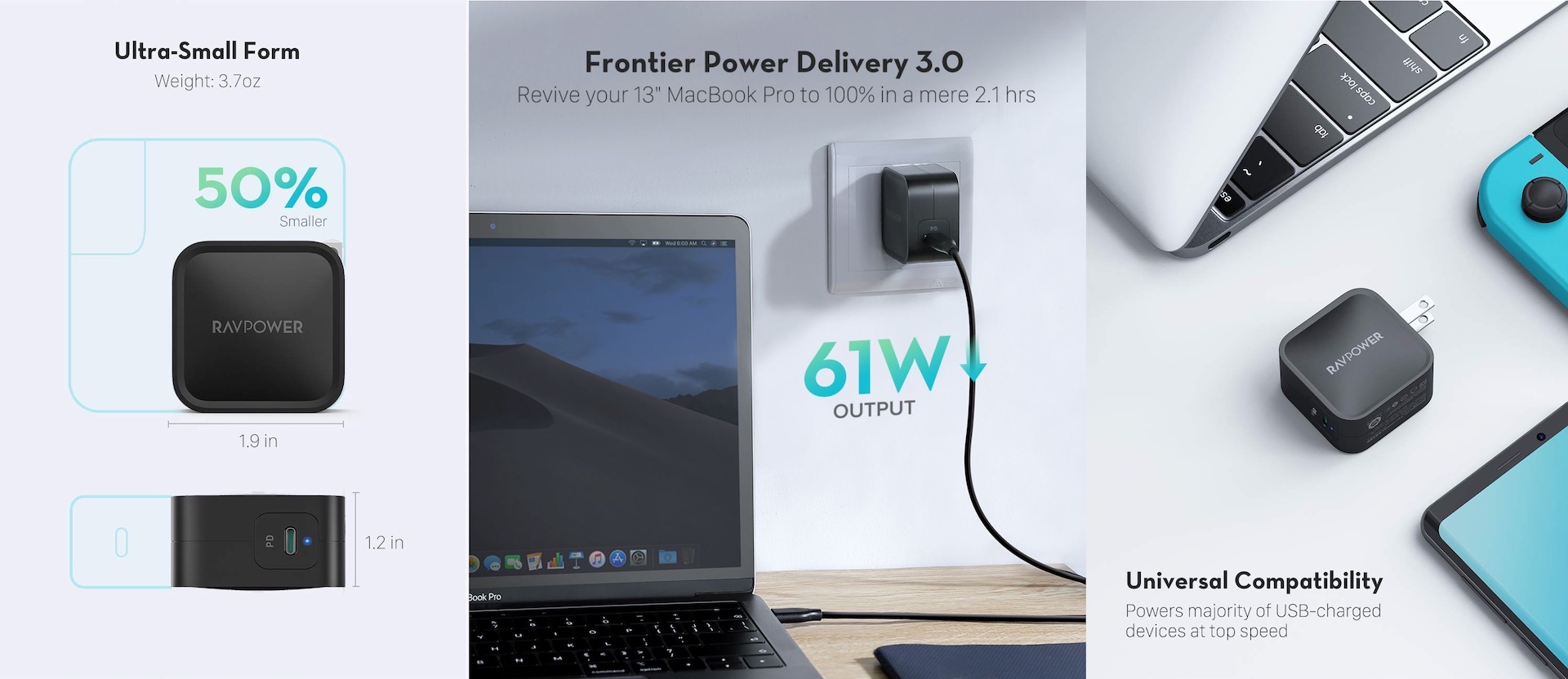 RAVPower 61W GaN Wall Charger