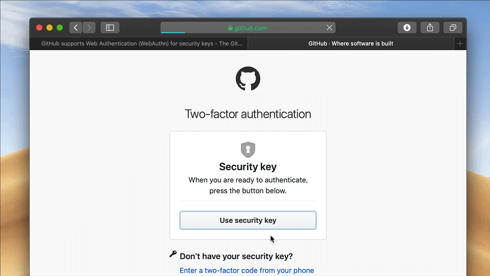 GitHub use security key
