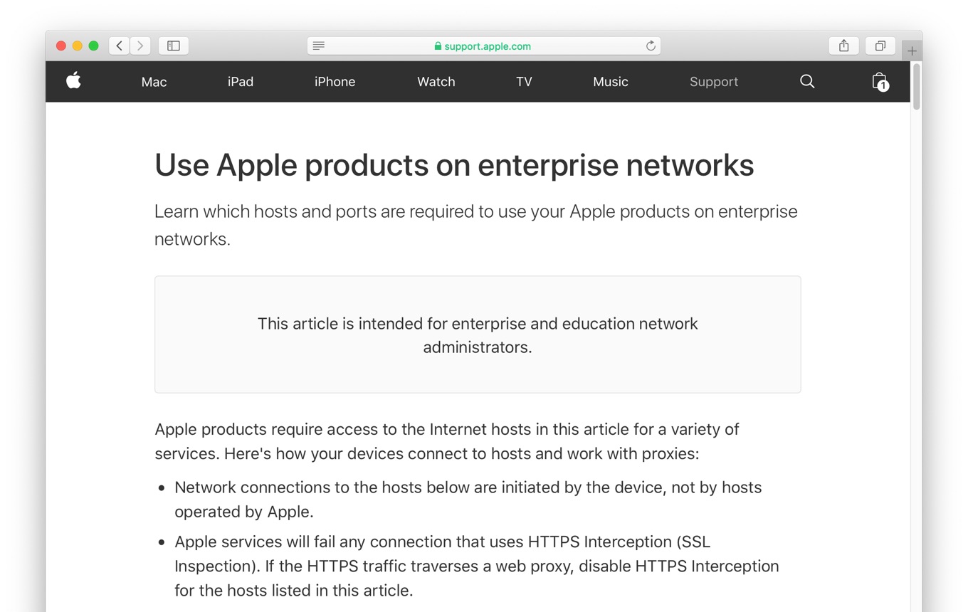 Use Apple products on enterprise networks