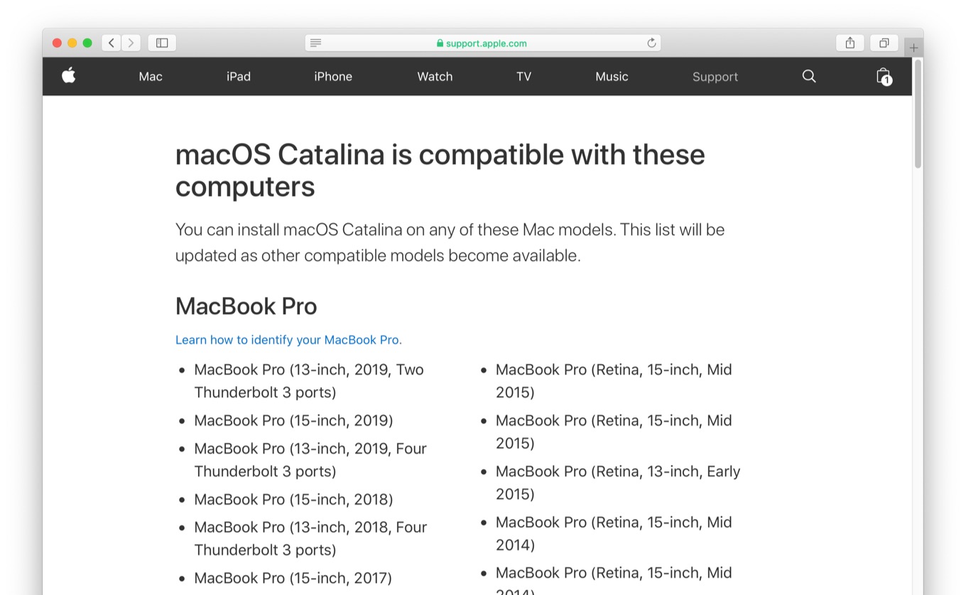 macOS Catalina is compatible with these computers
