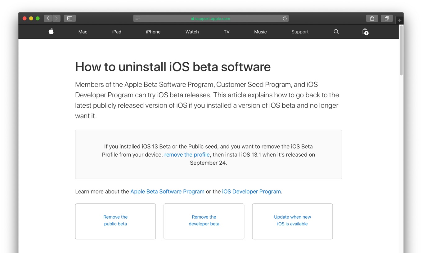 How to uninstall iOS beta software