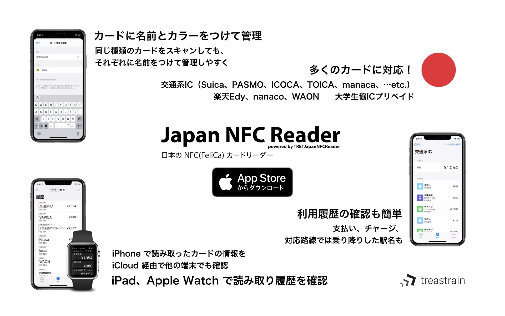 SuicaやPASMOなどの交通系ICカードに加え、楽天Edyやnanaco、WAON、大学生協ICプリペイドといった電子マネーカード の残高や利用履歴も確認できるiPhone用ICカードリーダーアプリ「Japan NFC Reader」がリリース。 | AAPL Ch.