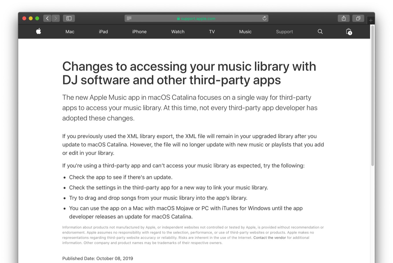 Macos 10 15 Catalinaアップグレード後 Itunesから分かれたミュージックアプリのxmlライブラリが利用できない問題があるとして Djアプリのメーカーやappleが対応中 pl Ch