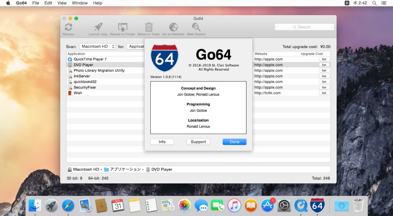 OS X 10.10 YosemiteとGo64
