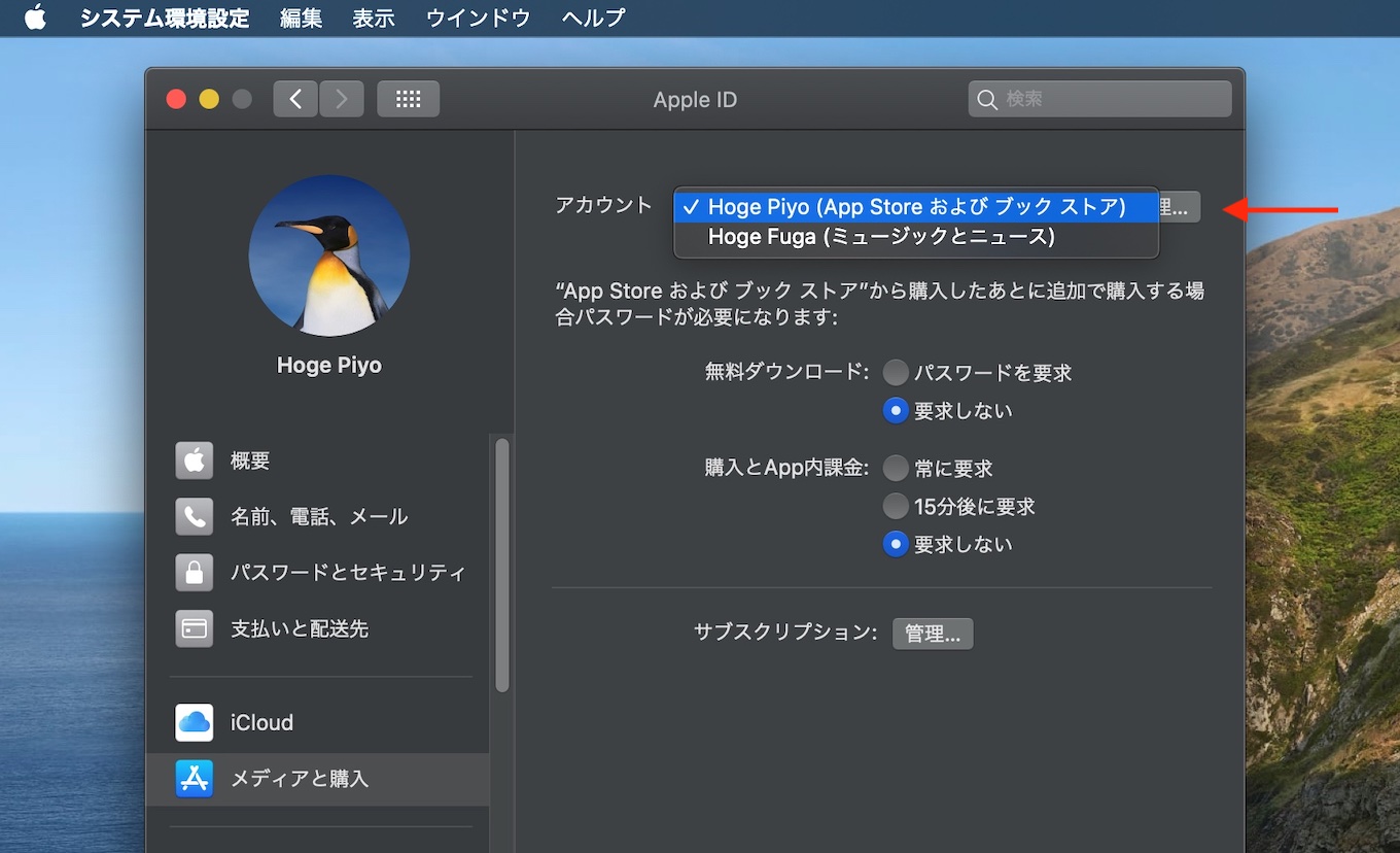 マルチApple ID on macOS 10.15 Catalina