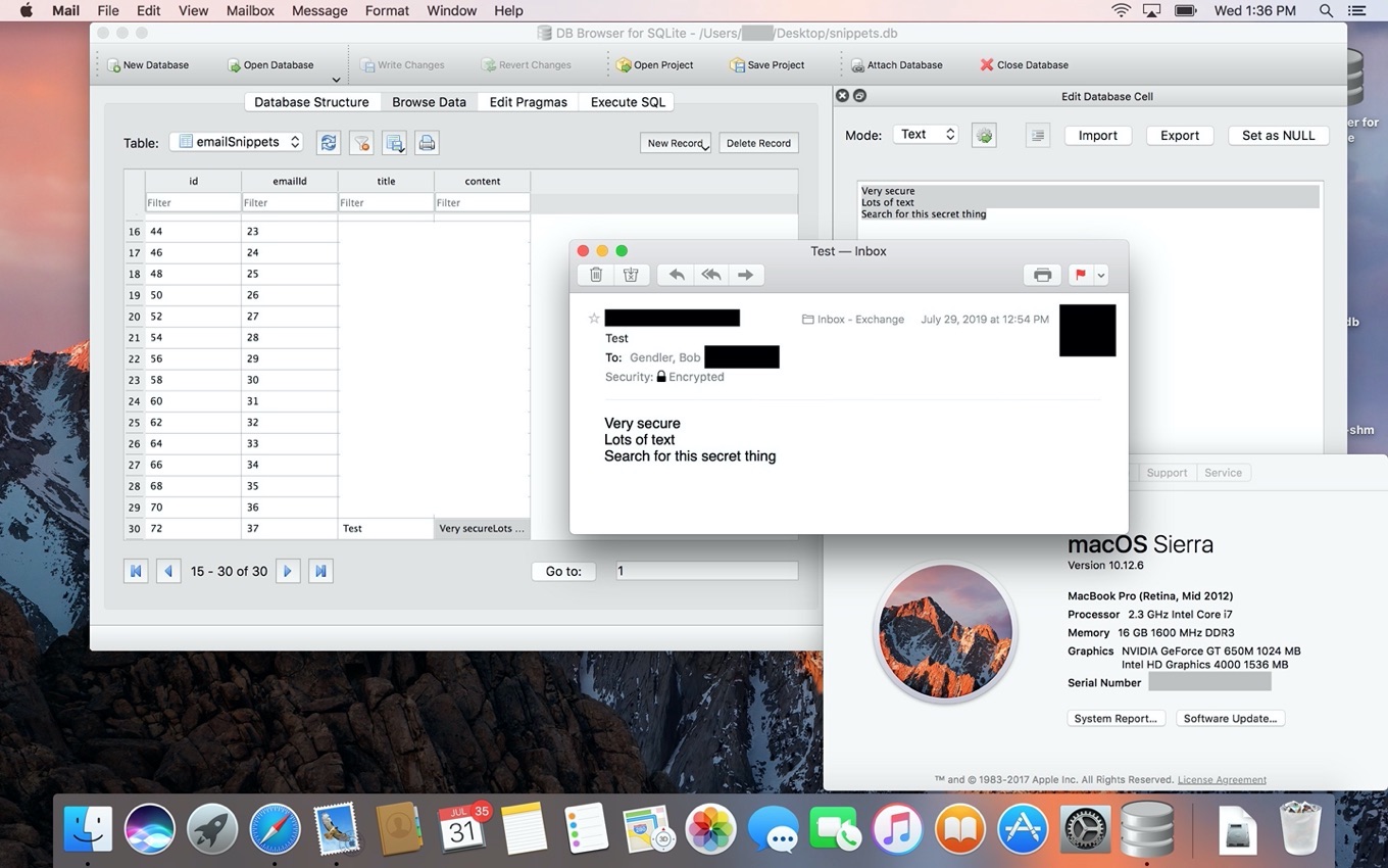 macOS 10.12 Sierraで暗号化されたメッセージがプレーンテキストで見つかる