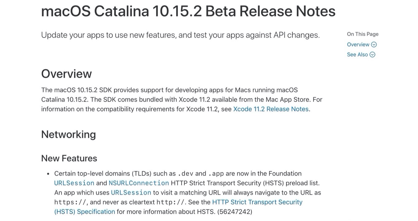 macOS 10.15.2 update HSTS