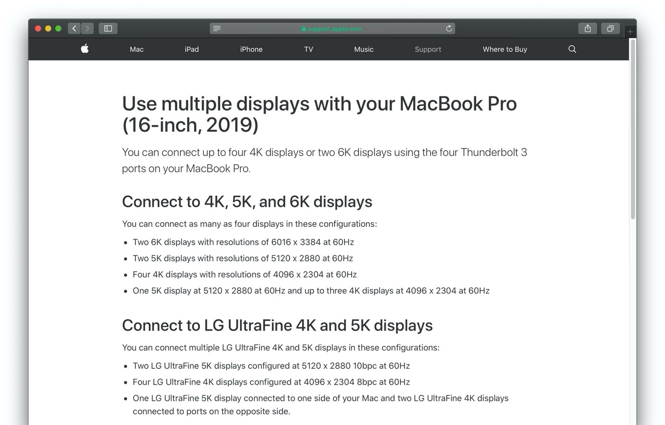 Use multiple displays with your MacBook Pro (16-inch, 2019)