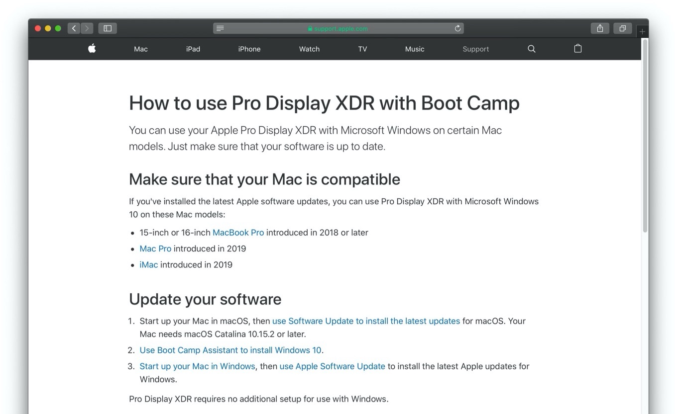 How to use Pro Display XDR with Boot Camp