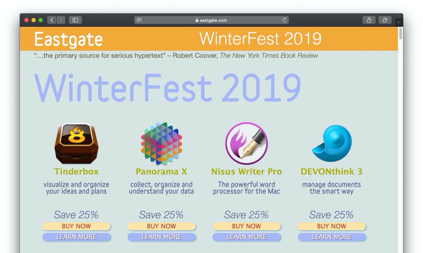 Mac Text app Tinderbox WinterFest 2019