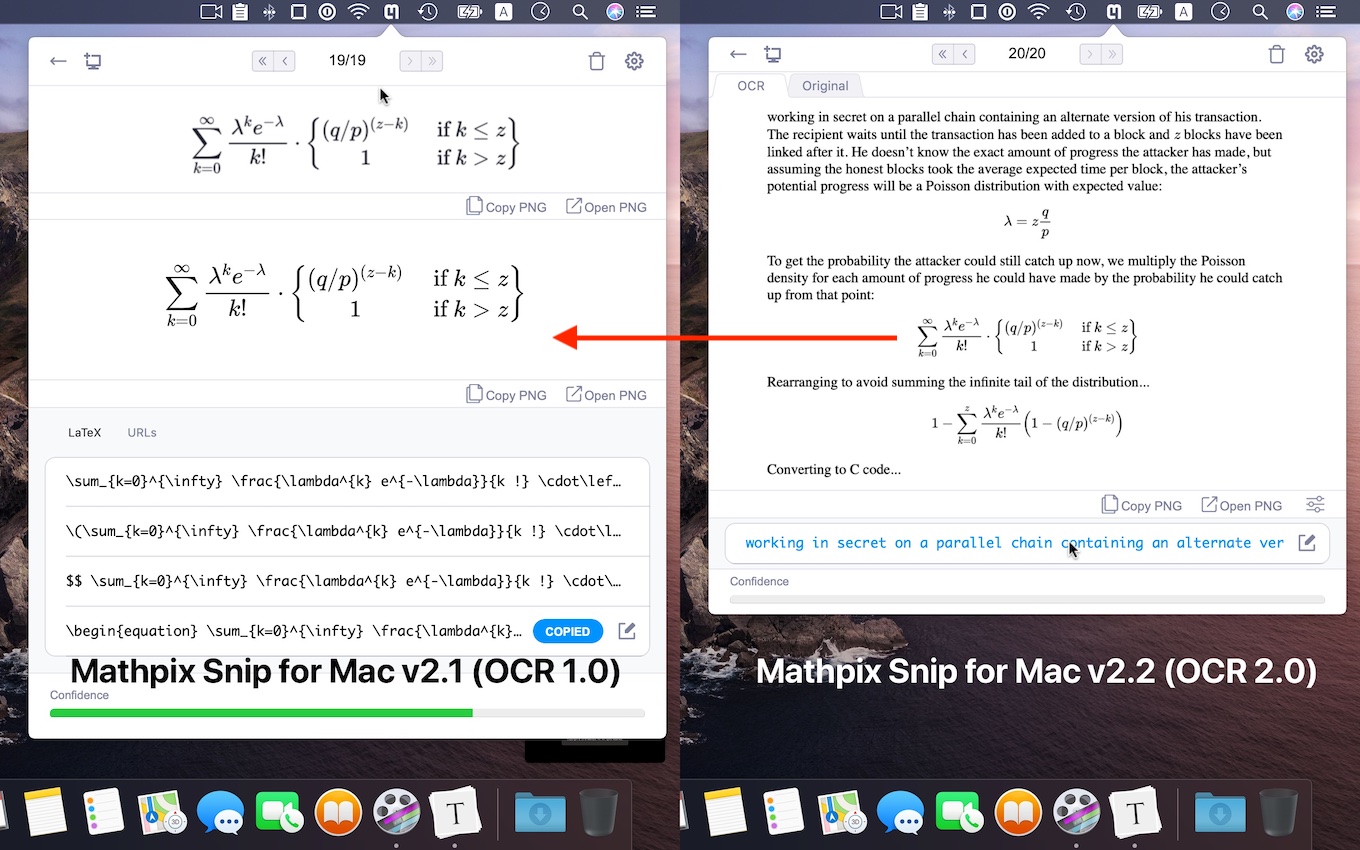 Mathpix Snip for Mac v2 OCR 1.0と2.0