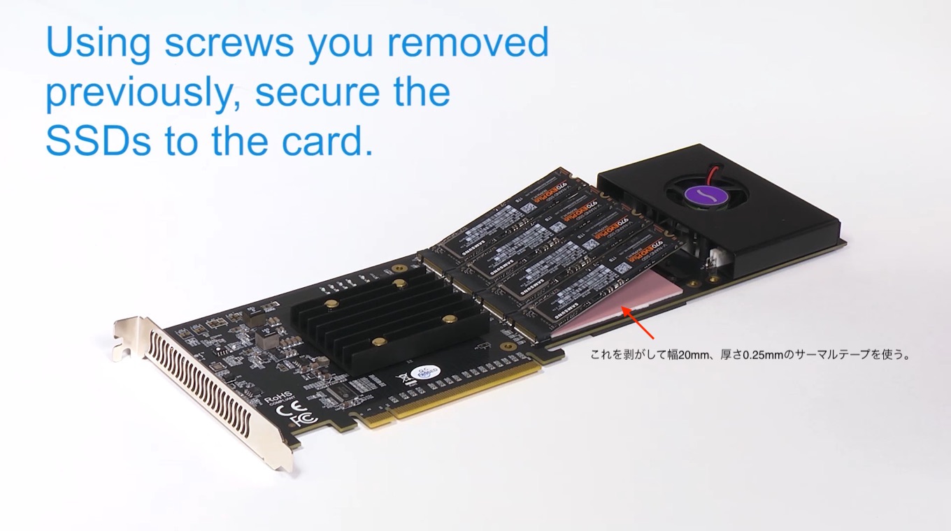 Sonnet M.2 4x4 PCIe cardとDual-Side SSD