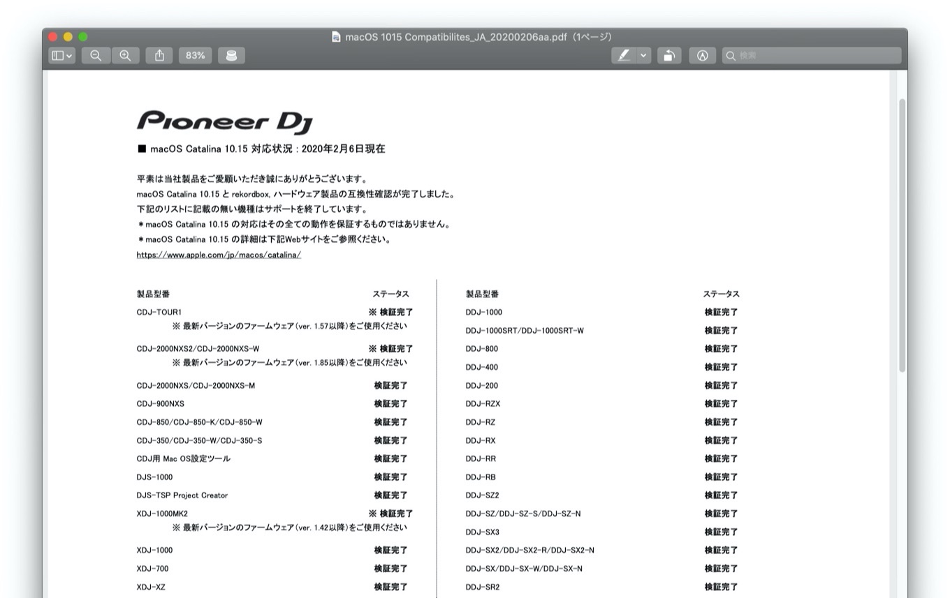 macOS 1015 Compatibilites Pionner DJ