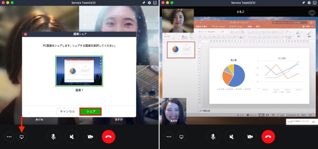 Line For Macでグループビデオ通話中にmacの画面を共有する 画面シェア が利用可能に pl Ch