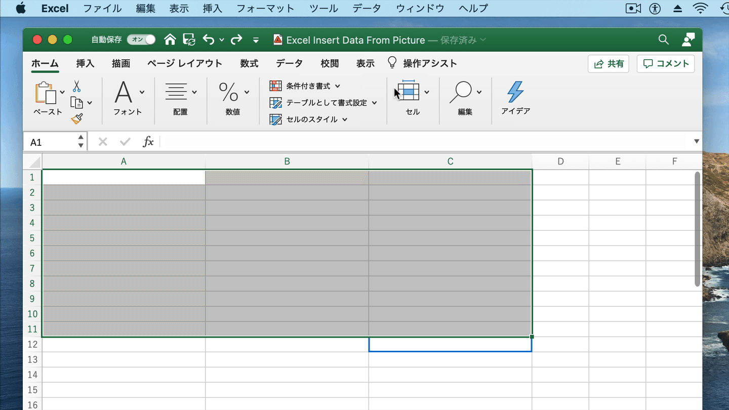 Microsoft Excel 365 for Macの操作アシスタント