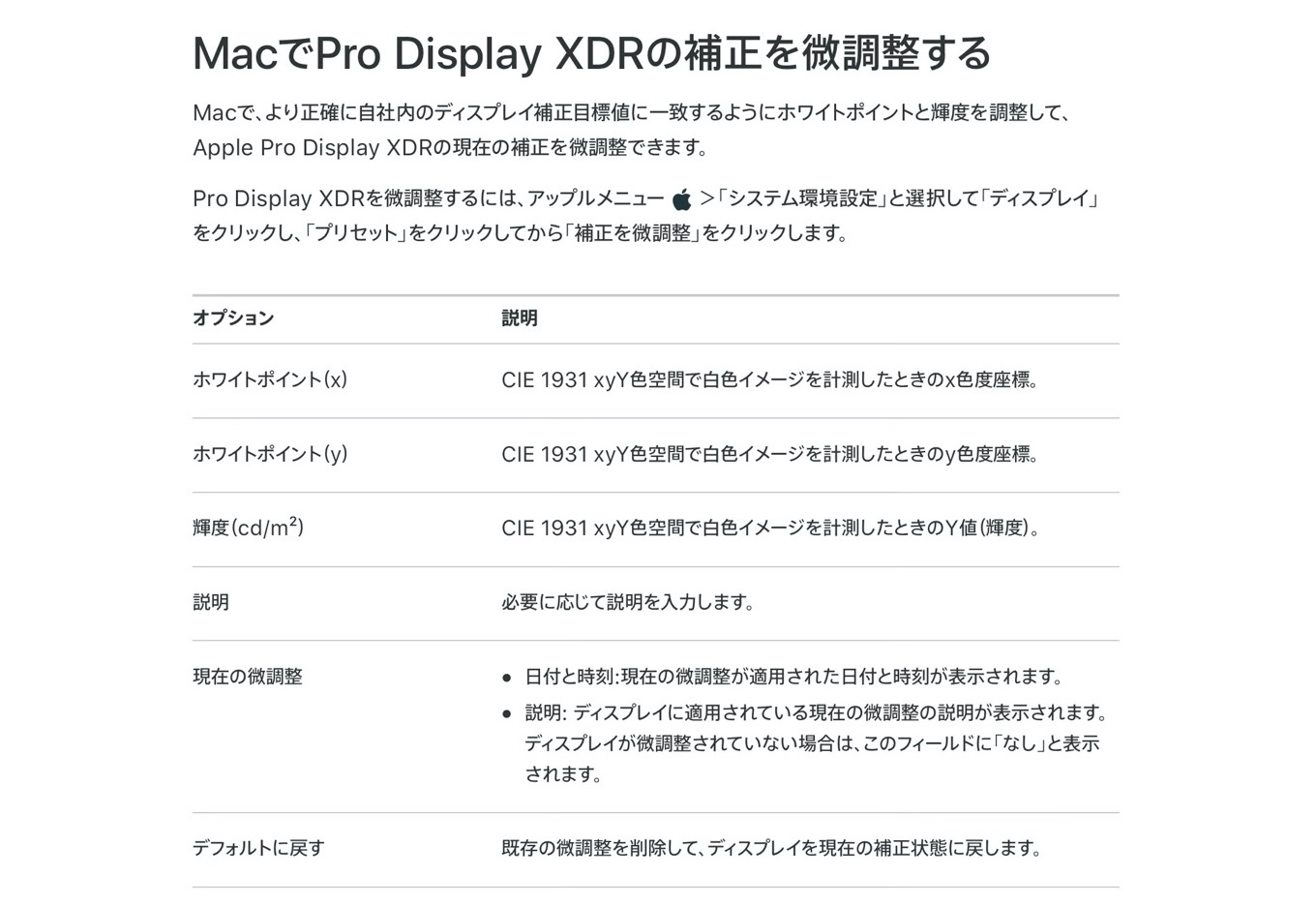 Apple Pro Display XDRの補正の微調整
