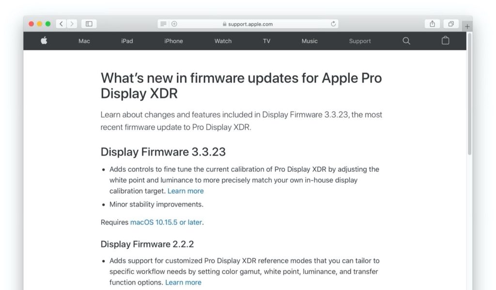 Apple、補正機能を微調整するためのコントロールを追加したPro Display XDR用ファームウェア「Display Firmware ...