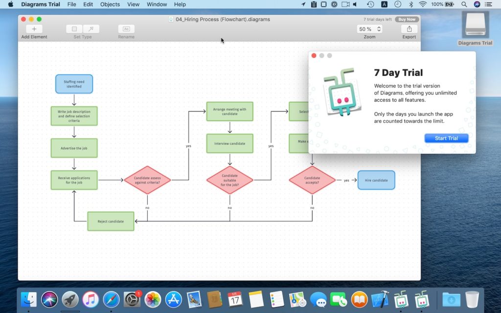 Diagrams for Macのトライアル版