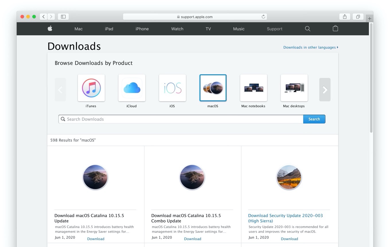 Download macOS Catalina 10.15.5 Combo Update
