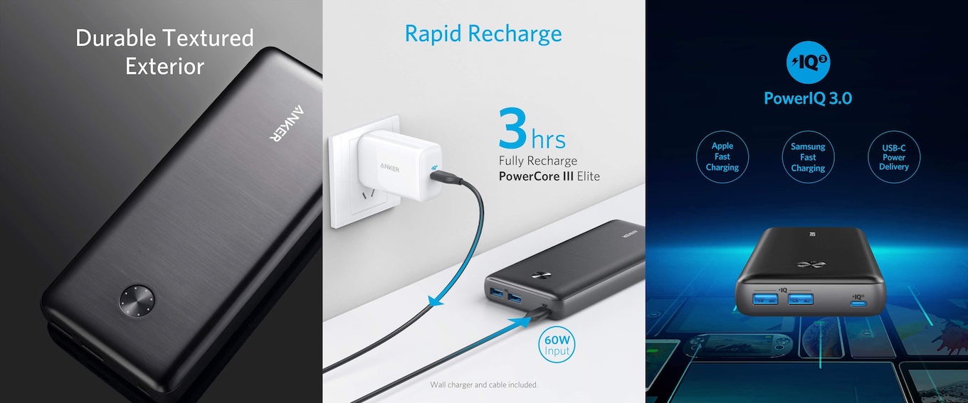 Anker PowerCore III Elite 25600 PD 60W with 65W PD Charger