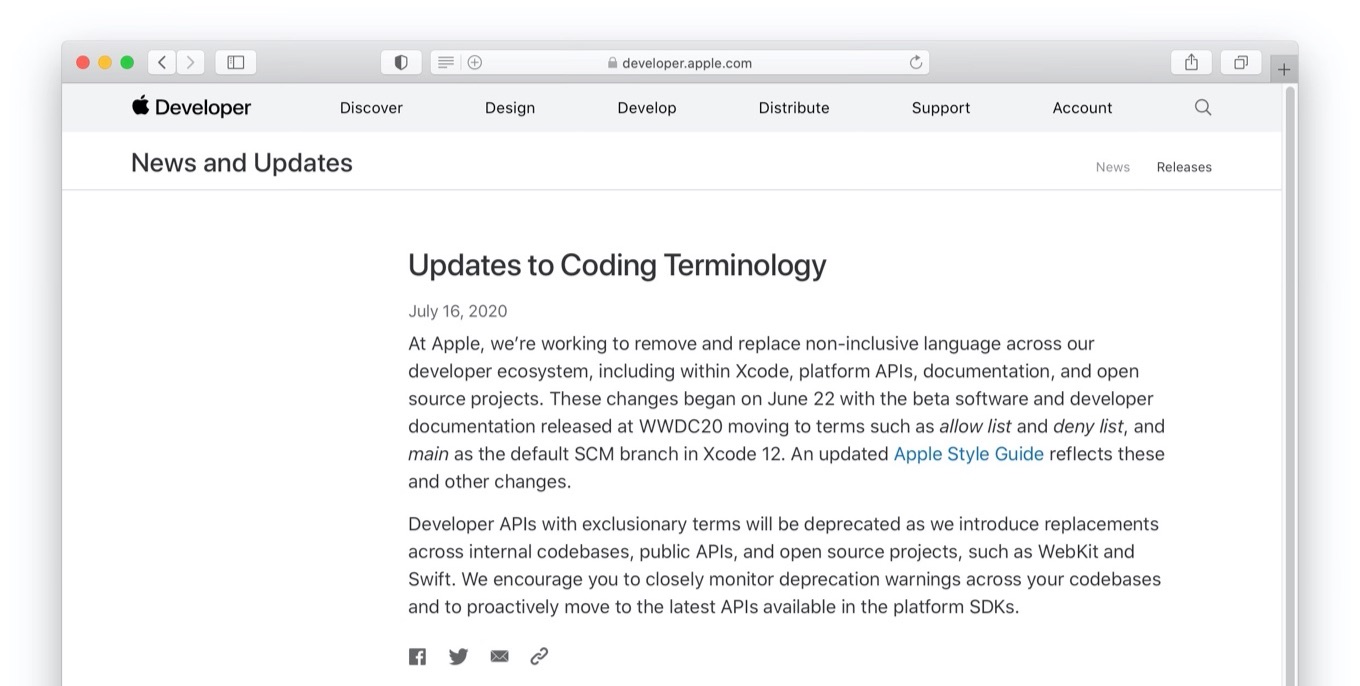 Updates to Coding Terminology