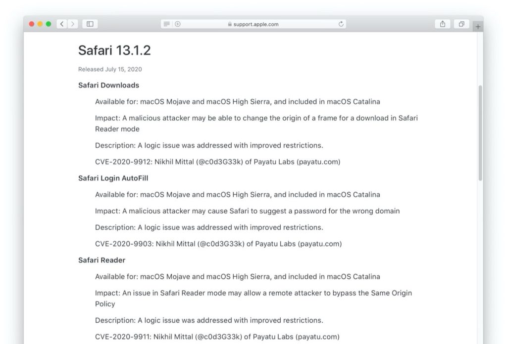 uppdatera safari 13.1.2