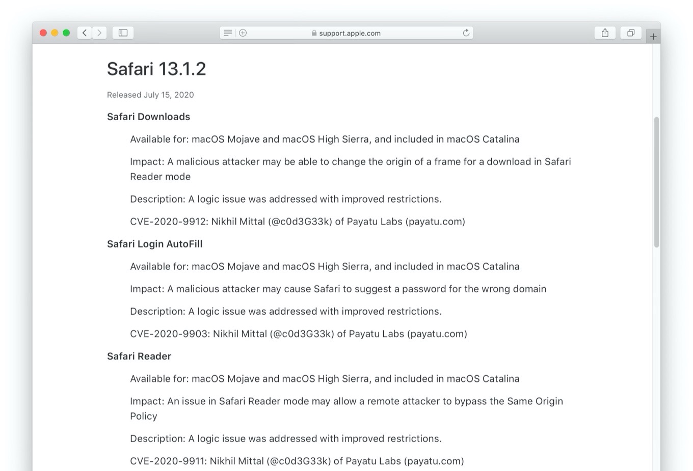 Safari 13.1.2 Login AutoFill