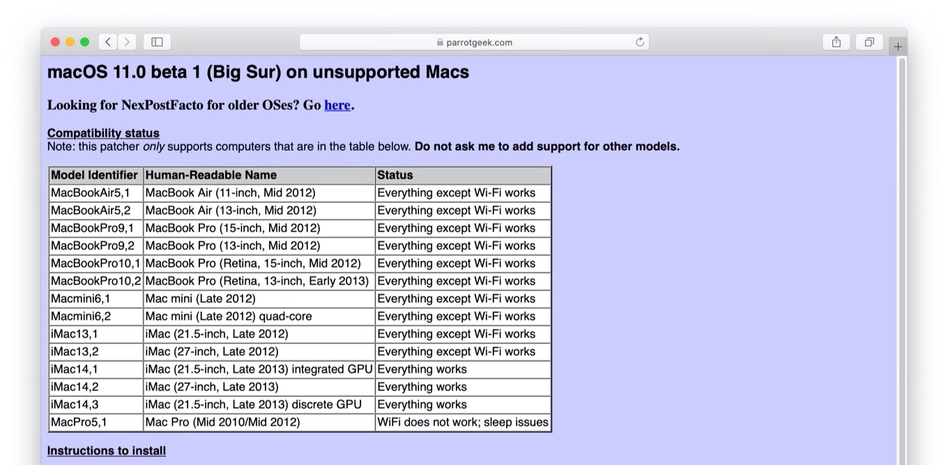 macOS 11.0 beta 1 (Big Sur) on unsupported Macs