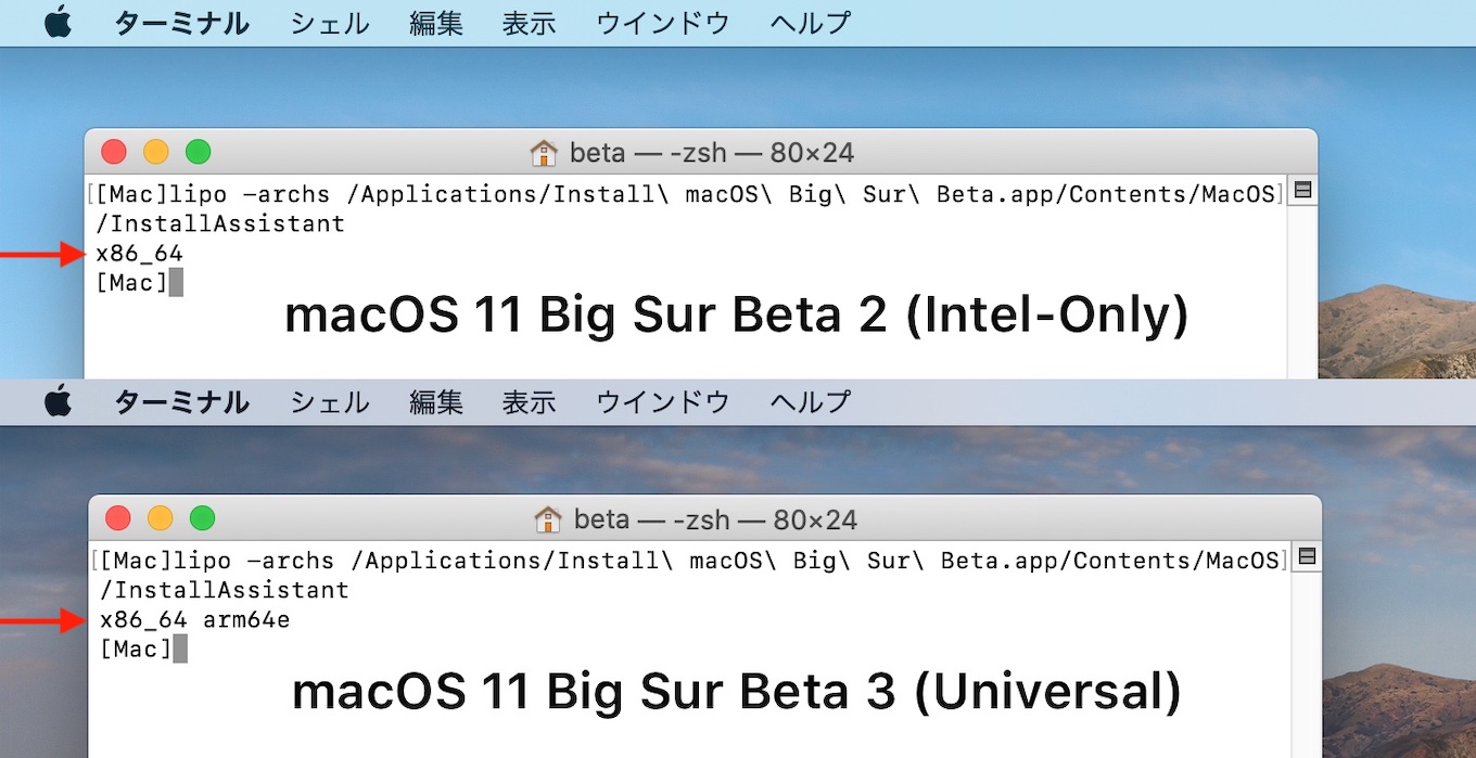 macOS 11 Big SurのインストーラーがUniversal Binary化