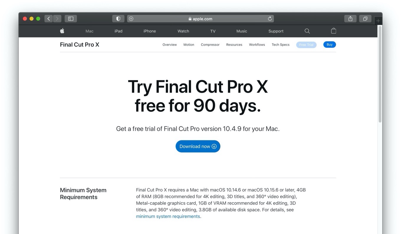 About the Final Cut Pro X trial