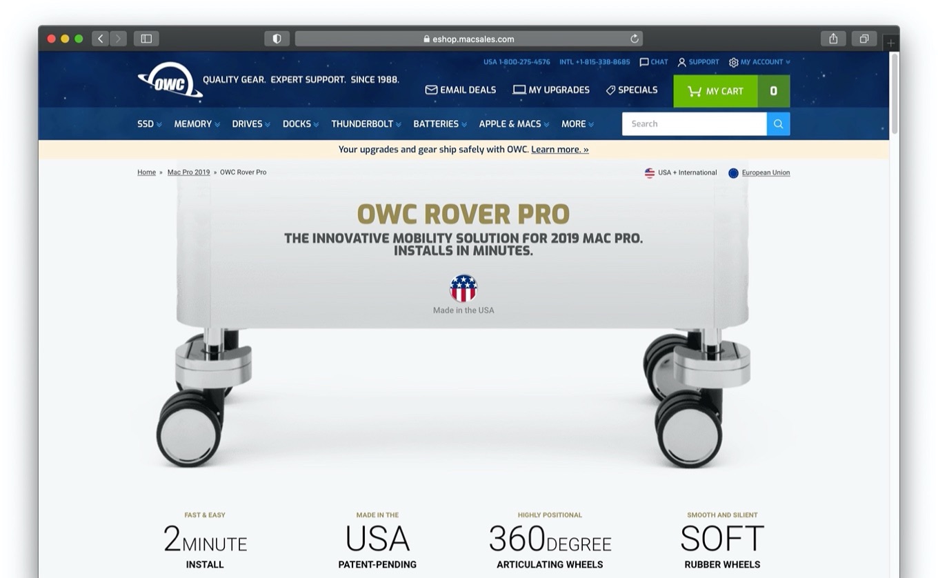 OWC Rover Pro Wheels Kit for 2019 Apple Mac Pro