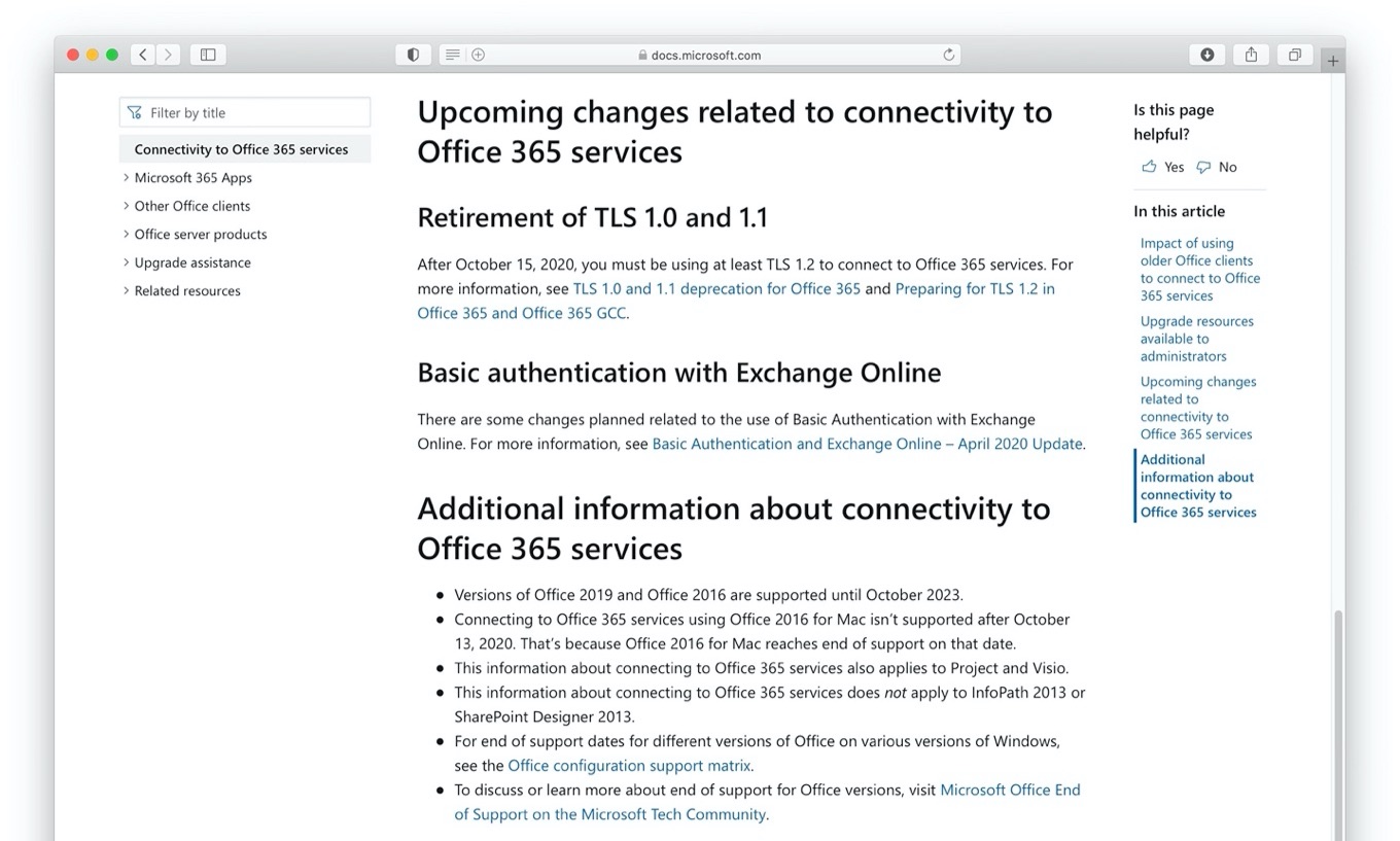 Office 2016 for Mac reaches end of support Oct, 13 2020