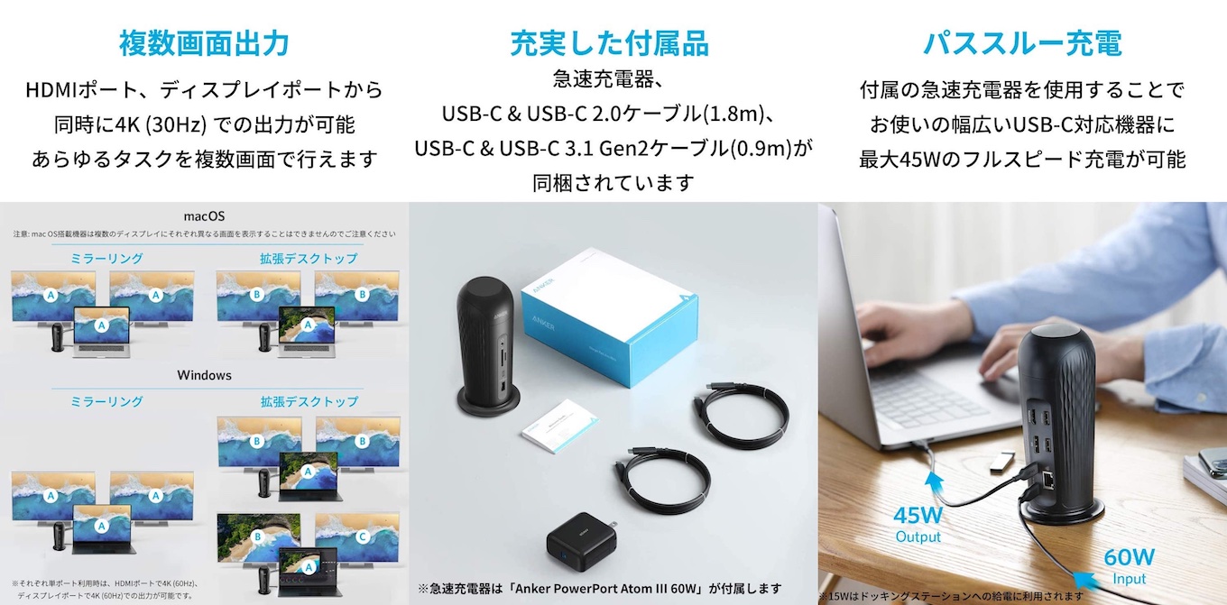 Anker PowerExpand 12-in-1 USB-C PD Media Dockの付属品